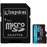 Kingston 256GB microSDXC Canvas Go Plus Gen4 200MB/s A2 U3 V30 Card + Adapter