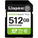 KINGSTON 512GB SDXC Canvas Select Plus Gen3 150MB/s C10 UHS-I U3 V30