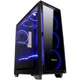 Carcasa Segotep Halo 6 Plus neagra, SECC Steel ATX Mid Tower, fara sursa (tip ATX, montata jos), interior vopsit negru, 3x 3.5" (intern), 2x 2.5 (intern), fata - 3x 120mm Blue LED fans (inclus)