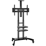 ONKRON Mobile TV Stand for 50-83” TVs with Wheels Shelves Height Adjustable Rolling TV Cart, Black