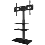 ONKRON Universal Floor TV Stand Tempered Glass Base and Shelves for 32-65'' TVs, Black