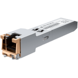 Ubiquiti UACC-CM-RJ45-1G SFP to RJ45 transceiver module that delivers 1 Gbps speed via a converted Ethernet connection.