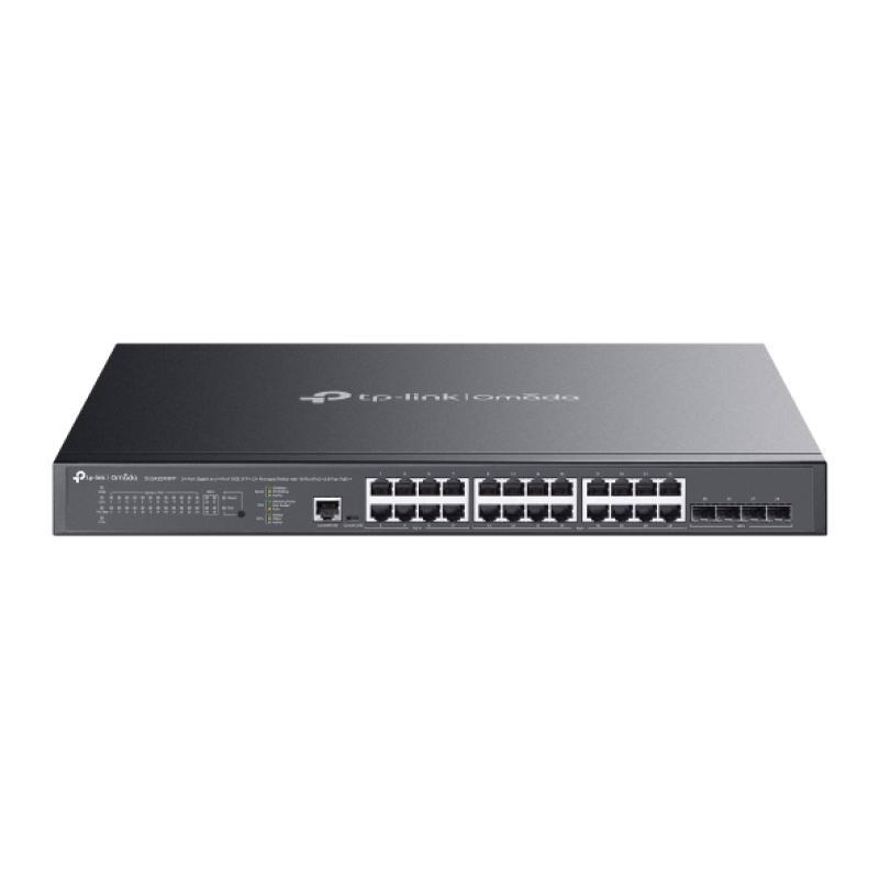 Switch TP-Link 24 porturi, 24x RJ452x 10G, SFP+ (uplink), viteza LAN 10/100/1000 Mbps, buget POE 500 W, Layer 2+