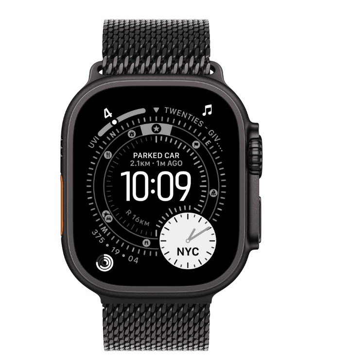Apple Watch Ultra 3 GPS + Cellular 49mm Black Titanium Case with Black Titanium Milanese Loop - Medium