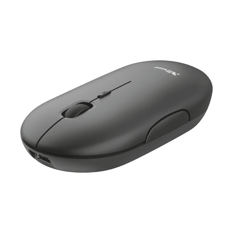Mouse Wireless Trust Puck Rechargeable Wireless Ultra-Thin Mouse, 1600 dpi, Negru