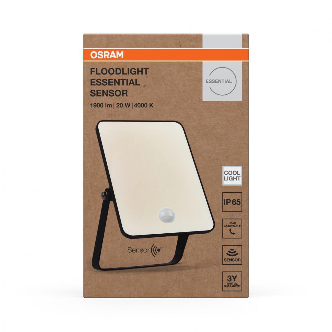 Proiector LED cu senzor de miscare si lumina OSRAM FLOODLIGHT ESSENTIAL, 20W, 220-240V, 1800 lm, lumina neutra(4000K)