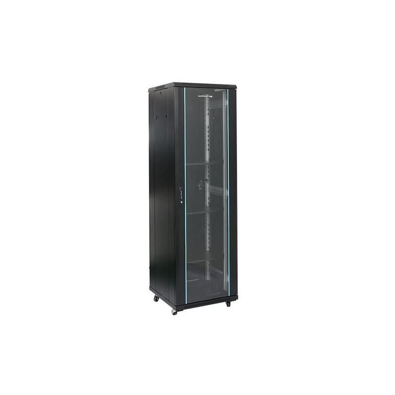 Rack 47U 800x800, montare pe podea, usa din sticla, panouri laterale detasabile si securizate , dezasamblat