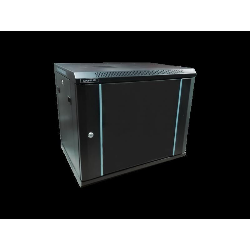 Rack 9U 600x600, dezasamblat, montare pe perete, usa din sticla, panouri laterale detasabile si securizate