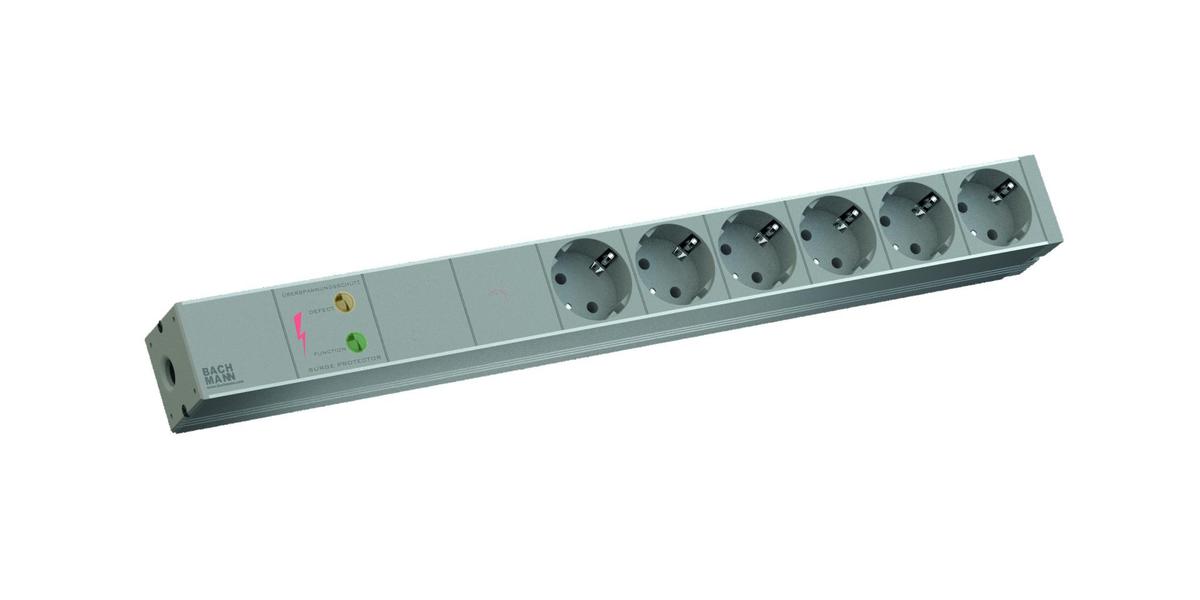 Bachmann IT PDU 6 x prize Schuko, impamantare, fara intrerupator, protectie supra tensiune ,1xGVS Strom ,cablu 2 metri