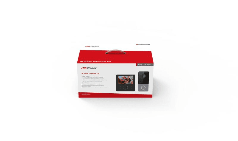 Kit videointercom IP Hikvision DS-KIS606-P, contine: DS-KV6113-PE1(C) × 1, DS-KH6110-WE1 × 1, DS-KABV6113-RS × 1