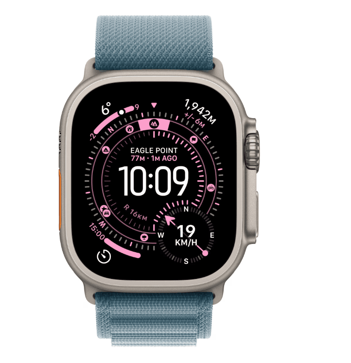 Apple Watch Ultra 3 GPS + Cellular 49mm Natural Titanium Case with Light Blue Alpine Loop - Large