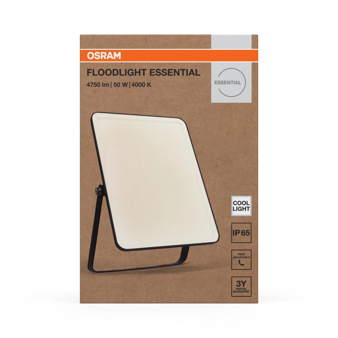 Proiector LED OSRAM FLOODLIGHT ESSENTIAL, 50W, 220-240V, 4500 lm, lumina neutra(4000K), IP65, 23.8x3x16.1cm, aluminiu