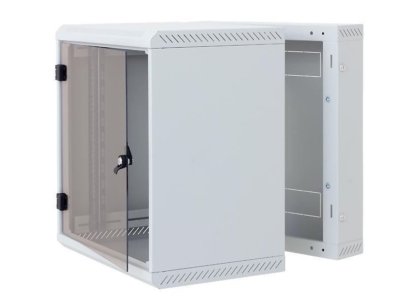 Rack de perete Triton sectiune simpla 9U 600mm adancime usa sticla panouri laterale fixe sectiuni ventilatie activa