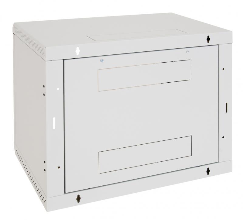 Rack de perete Triton sectiune simpla 6U 500mm adancime usa sticla panouri laterale fixe sectiuni ventilatie activa