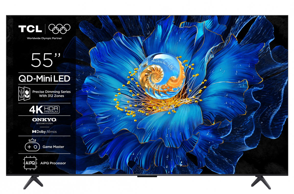 Televizor TCL Mini LED 55C6KS, 139 cm, Smart Google TV, 4K Ultra HD, Clasa F, Onkyo