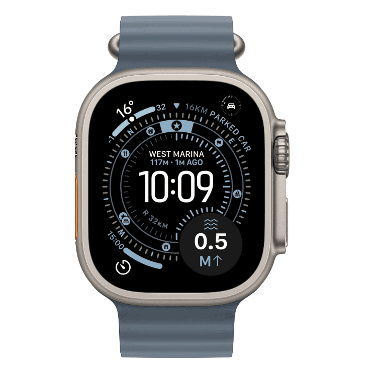 Apple Watch Ultra 3 GPS + Cellular 49mm Natural Titanium Case with Anchor Blue Ocean Band