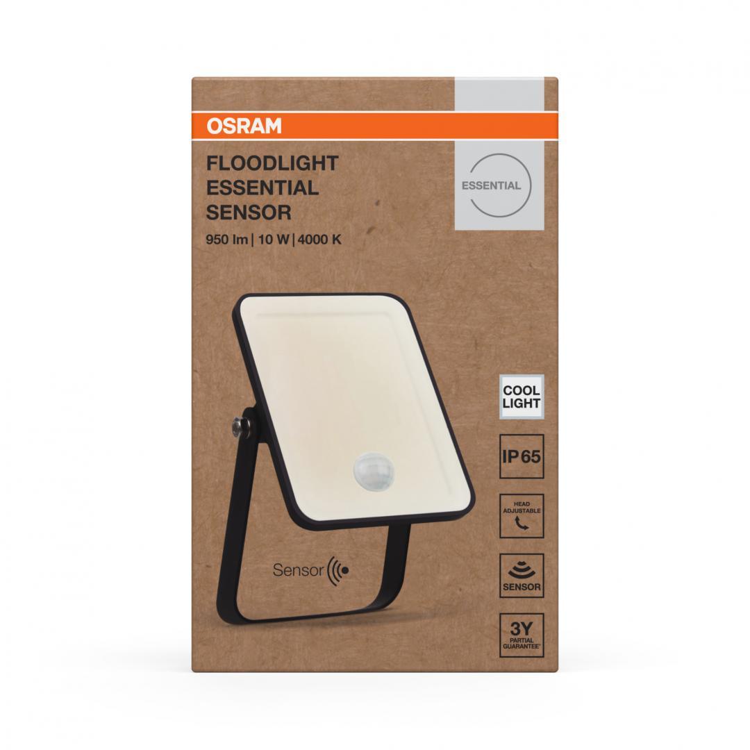 Proiector LED cu senzor de miscare si lumina OSRAM FLOODLIGHT ESSENTIAL, 10W, 220-240V, 900 lm, lumina neutra(4000K)