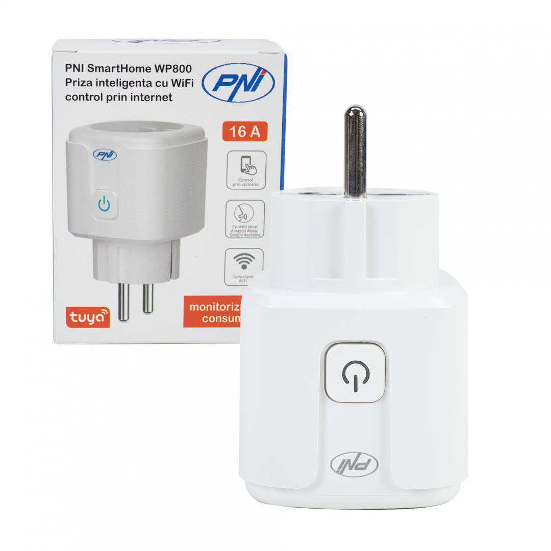 Priza inteligenta PNI SmartHome WP800 WiFi control prin internet, App Tuya Smart