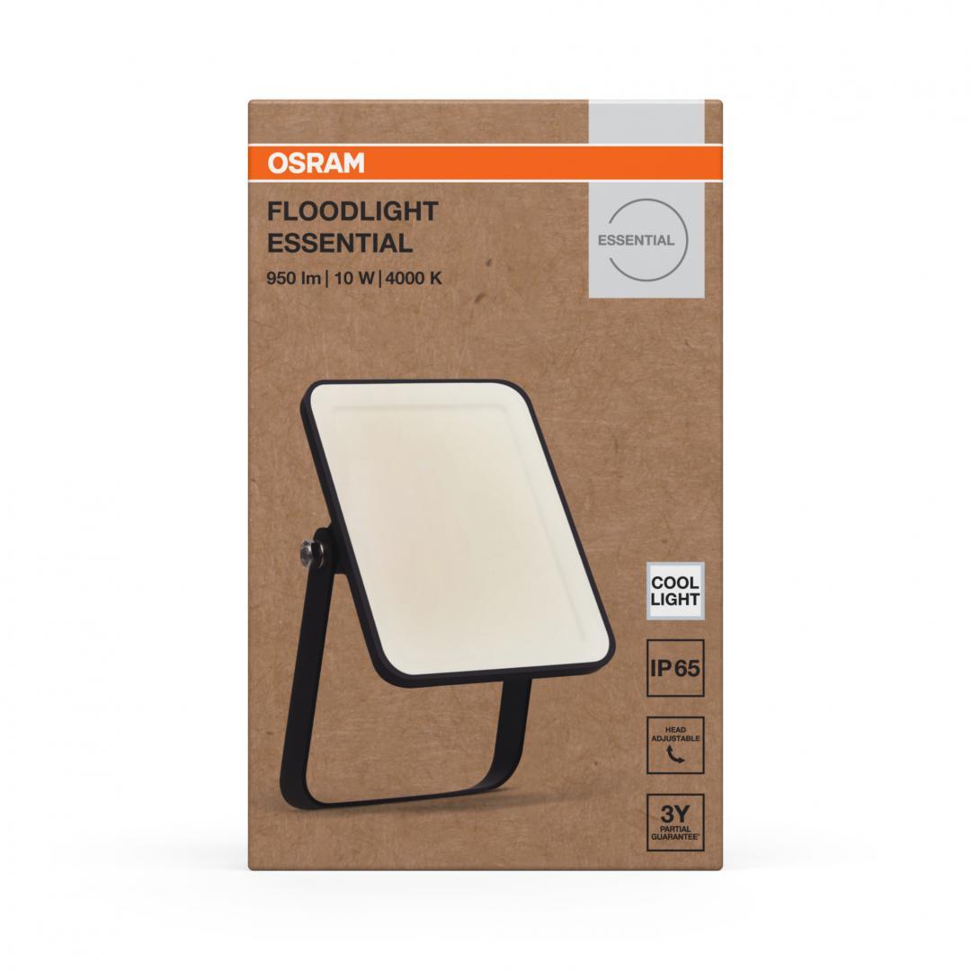 Proiector LED OSRAM FLOODLIGHT ESSENTIAL, 10W, 220-240V, 900 lm, lumina neutra(4000K), IP65, 13.2x2.8x8.3cm, aluminiu