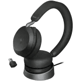 JABRA EVOLVE2 75, Link380c MS Stereo Stand Black, EVOLVE2 75 headset Black MS, Link 380 BT adapter USB-C MS