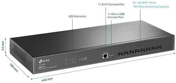Switch TP-Link Omada 8-Port 10GE SFP+ L2+ Managed Switch, 10G+